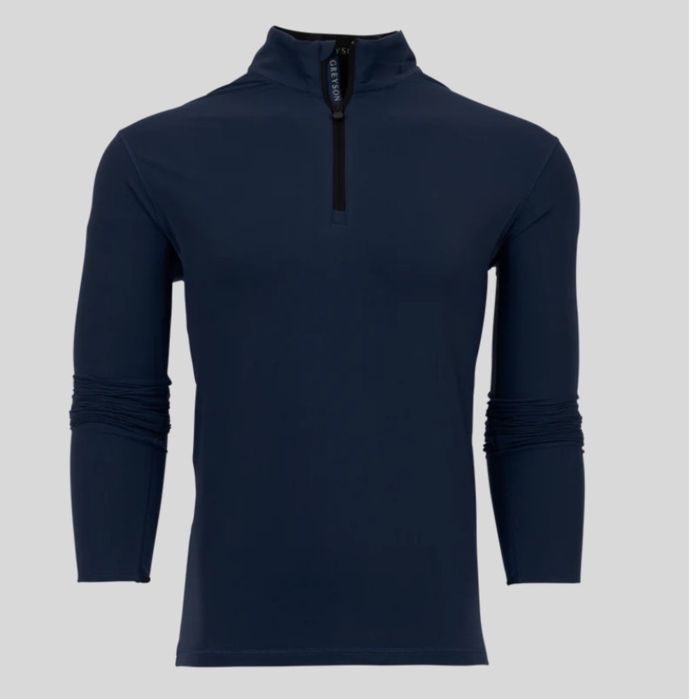 Greyson Men's Dark Blue Quarter Zip Long Sleeve Tee